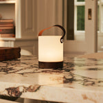 Avery Dark Brown Rechargeable Wooden Table Lamp – Cordless & Dimmable with Leather Strap