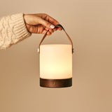 Avery Dark Brown Rechargeable Wooden Table Lamp – Cordless & Dimmable with Leather Strap
