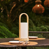 Evie Light Brown Rechargeable Wooden Table Lamp – Dimmable & Cordless