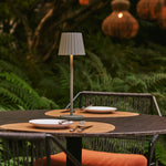 Maya Olive Green Ribbed Table Lamp Made of Iron – Dimmable Lamp & 3 Light Modes, Rechargeable via Wireless Charging Station