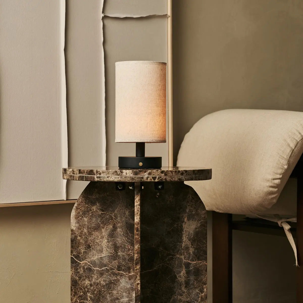 Ben Black Wooden Table Lamp – Rechargeable, Dimmable, USB-C Powered