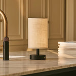 Ben Black Wooden Table Lamp – Rechargeable, Dimmable, USB-C Powered