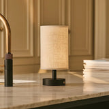 Ben Black Wooden Table Lamp – Rechargeable, Dimmable, USB-C Powered