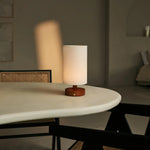 Ben Chestnut Brown Wooden Dark Brown Table Lamp – Rechargeable, Dimmable, USB-C Powered