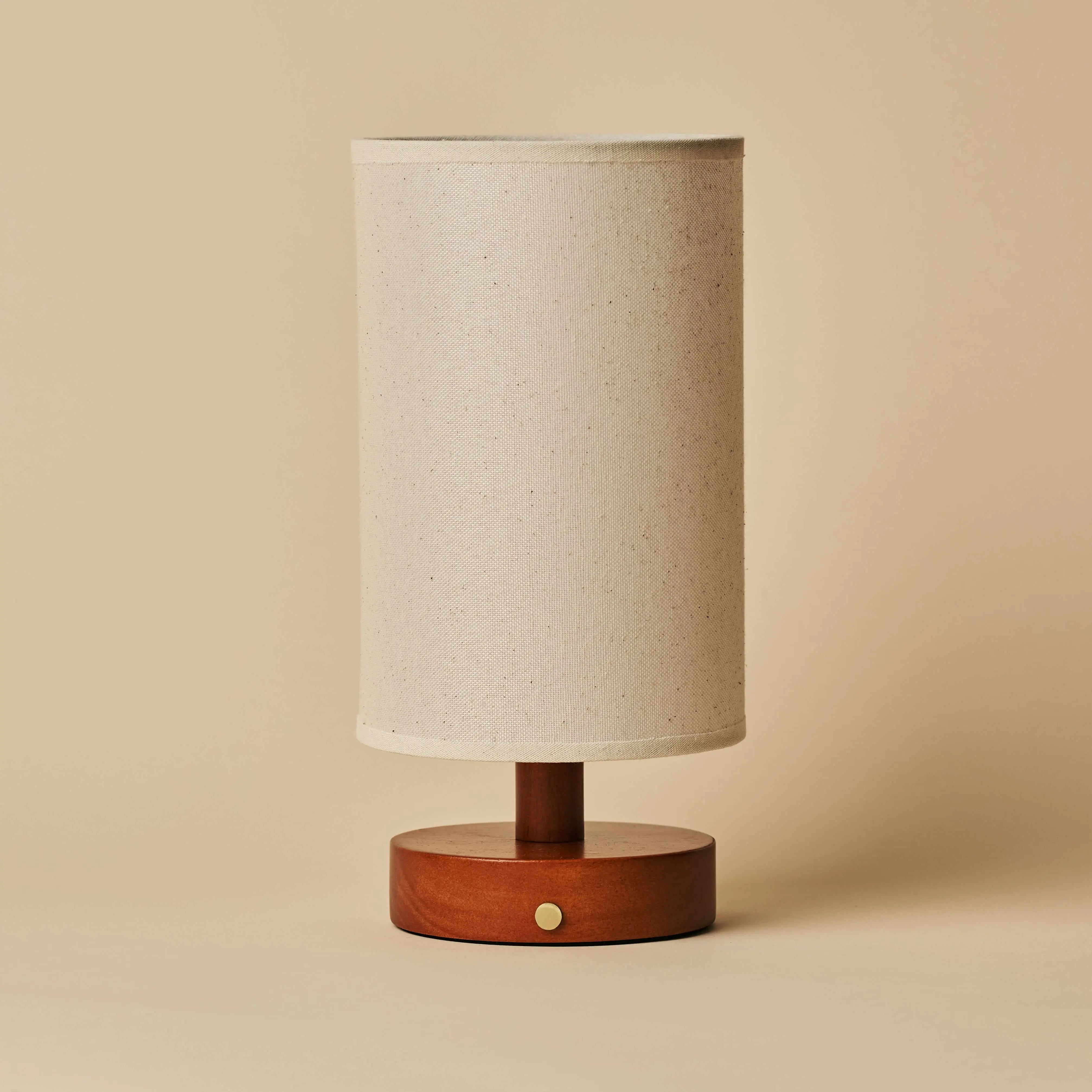 Ben Chestnut Brown Wooden Dark Brown Table Lamp – Rechargeable, Dimmable, USB-C Powered