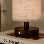 Ben Dark Brown Wooden Table Lamp – Rechargeable, Dimmable, USB-C Powered Tavellio