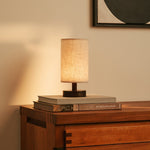 Ben Wooden Dark Brown Table Lamp – Rechargeable, Dimmable, USB-C Powered