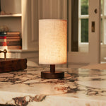 Ben Wooden Dark Brown Table Lamp – Rechargeable, Dimmable, USB-C Powered