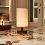 Ben Wooden Dark Brown Table Lamp – Rechargeable, Dimmable, USB-C Powered
