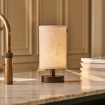 Ben Wooden Dark Brown Table Lamp – Rechargeable, Dimmable, USB-C Powered