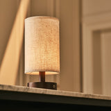 Ben Wooden Dark Brown Table Lamp – Rechargeable, Dimmable, USB-C Powered