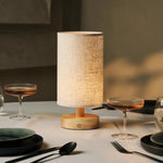 Ben Light Brown Wooden Dark Brown Table Lamp – Rechargeable, Dimmable, USB-C Powered Tavellio