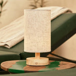 Ben Light Brown Wooden Dark Brown Table Lamp – Rechargeable, Dimmable, USB-C Powered Tavellio