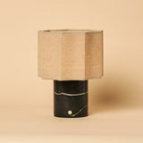 Bonnard Black – Nero Marquina Marble Rechargeable Table Lamp | Cordless, Up to 100 Hours & Linen Blend