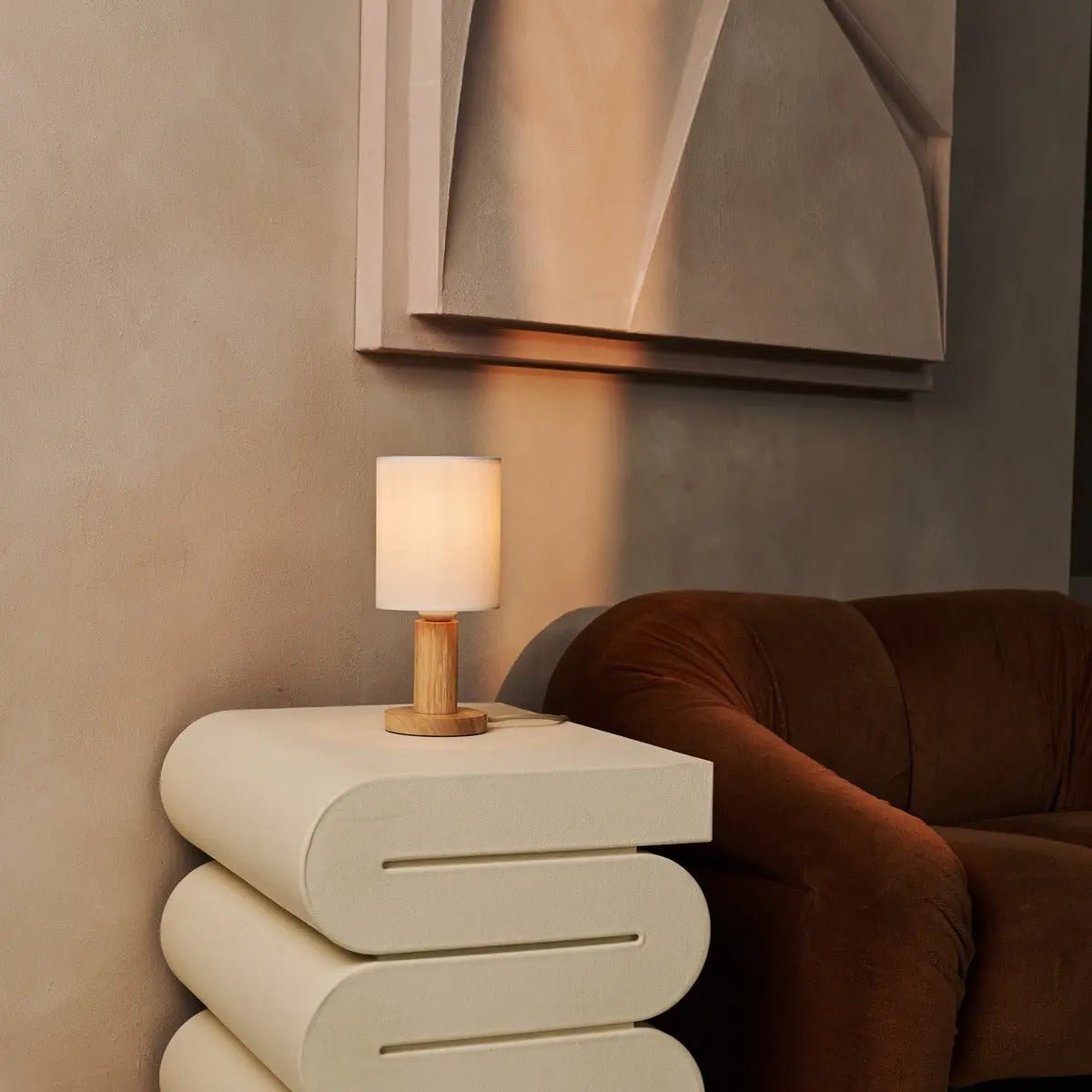 Boris Light Boris Light Brown Lamp | Corded & Fabric Shade Lamp – Tavellio