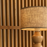 Oliver Wooden Lamp with Beige Shade | Elegant Geometric Design for Your Home Tavellio