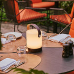 Avery Dark Brown Rechargeable Wooden Table Lamp – Cordless & Dimmable with Leather Strap