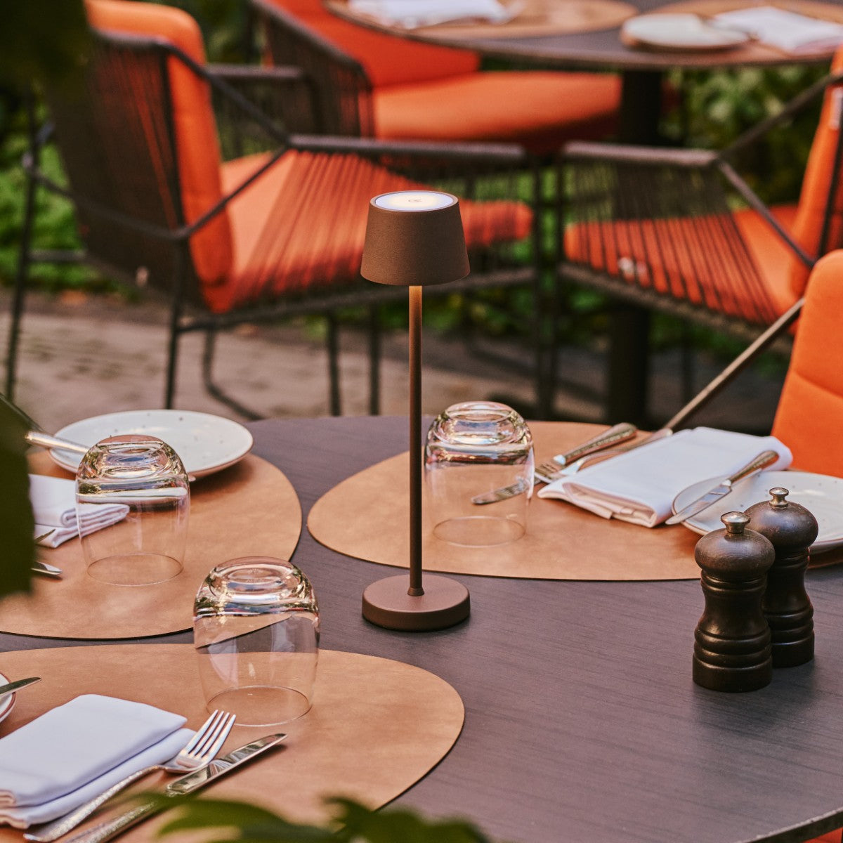 Vondel Mocha Brown Rechargeable and Cordless Lamp Perfect for Hospitality Industry – Wirelessly Rechargeable via Charging Station