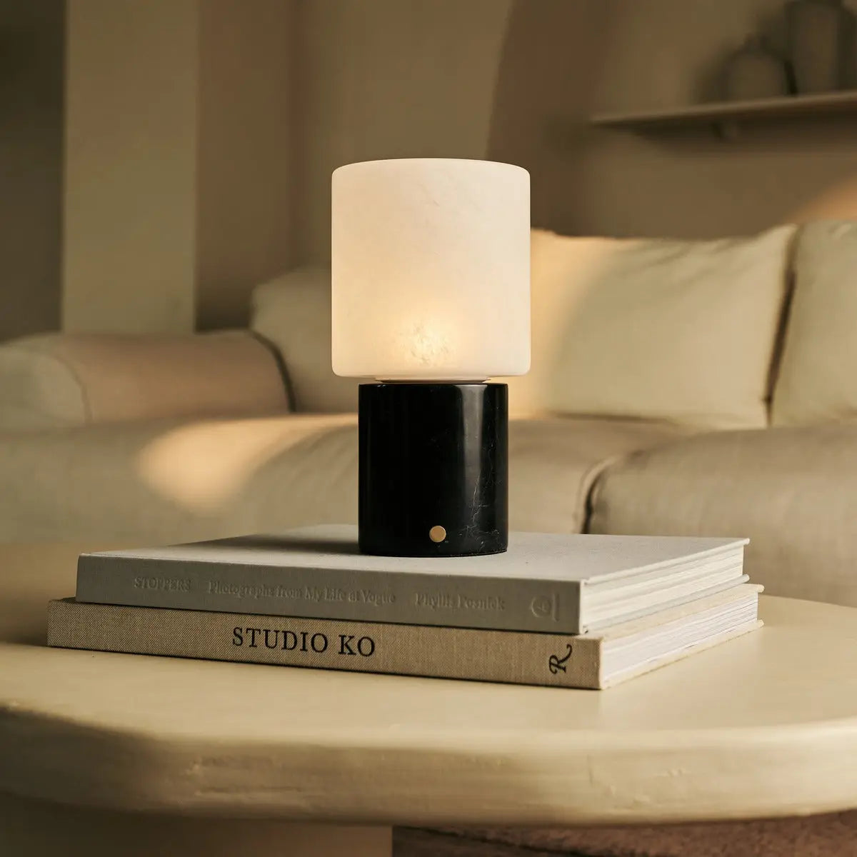 Cuyp Black / Nero Marquina – Marble Rechargeable Table Lamp – Cordless, USB Rechargeable & Up to 100 Runtime