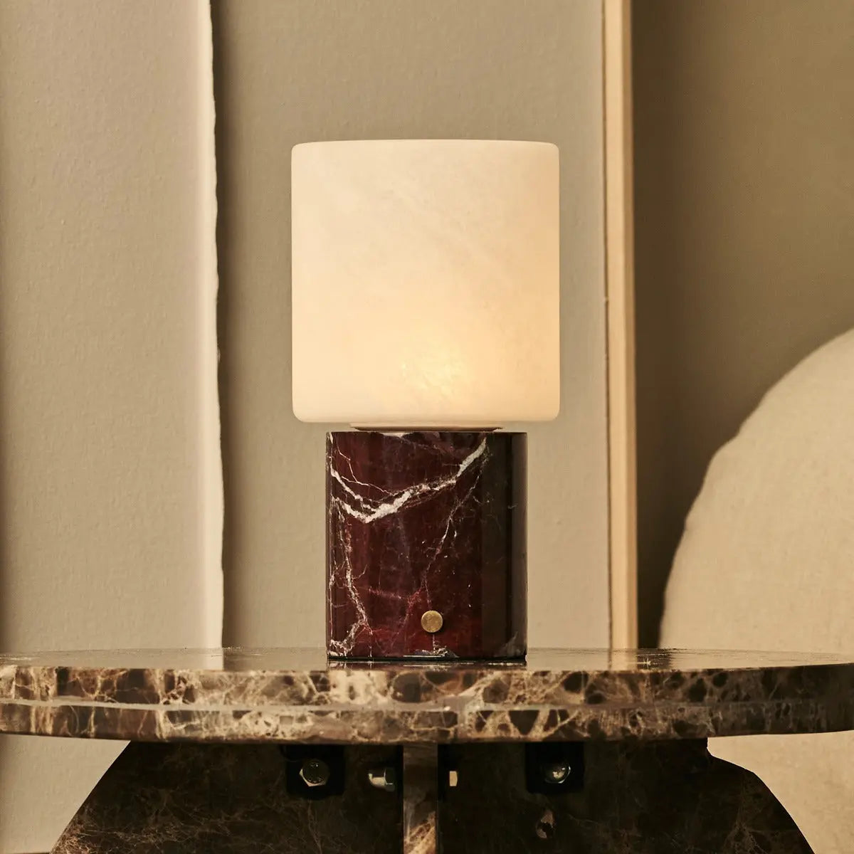 Cuyp Red / Rosso Levanto – Marble Rechargeable Table Lamp – Cordless, USB Rechargeable & Up to 100 Hours Runtime