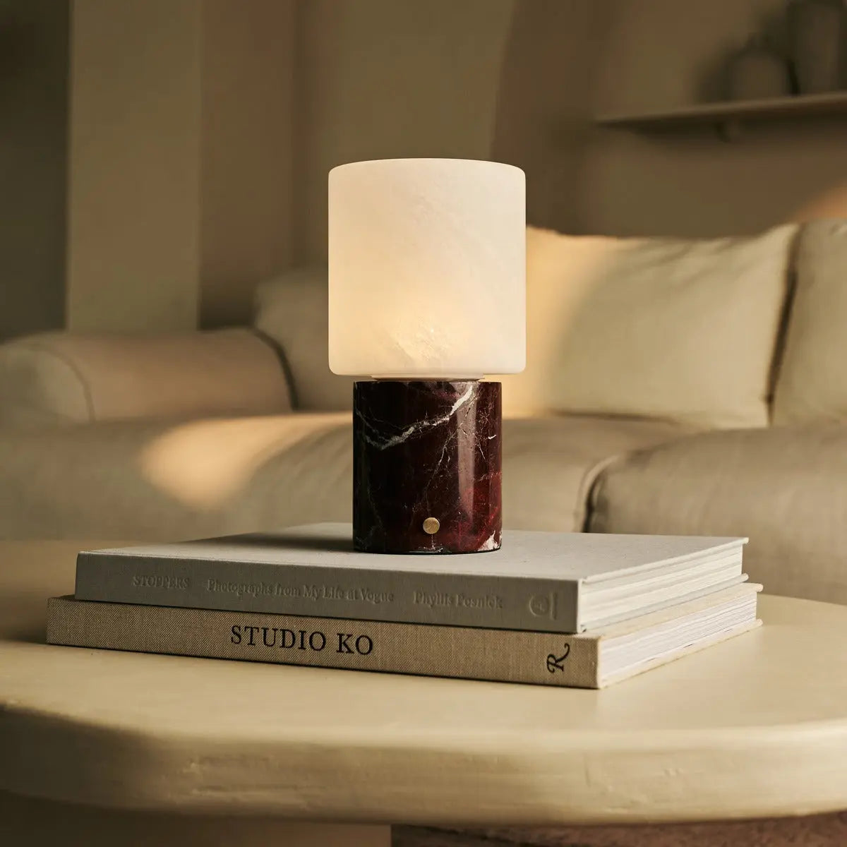 Cuyp Red / Rosso Levanto – Marble Rechargeable Table Lamp – Cordless, USB Rechargeable & Up to 100 Hours Runtime