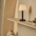 Zoë Dark Brown Wooden Rechargeable Table Lamp | Dimmable, USB-C, 80-Hour Battery