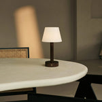 Zoë Dark Brown Wooden Rechargeable Table Lamp | Dimmable, USB-C, 80-Hour Battery
