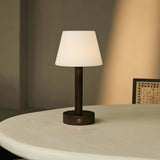 Zoë Dark Brown Wooden Rechargeable Table Lamp | Dimmable, USB-C, 80-Hour Battery