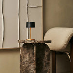 David Black & Gold Rechargeable Table Lamp 2 in 1 with Adjustable Height – Dimmable & Cordless with 120 Hours Battery