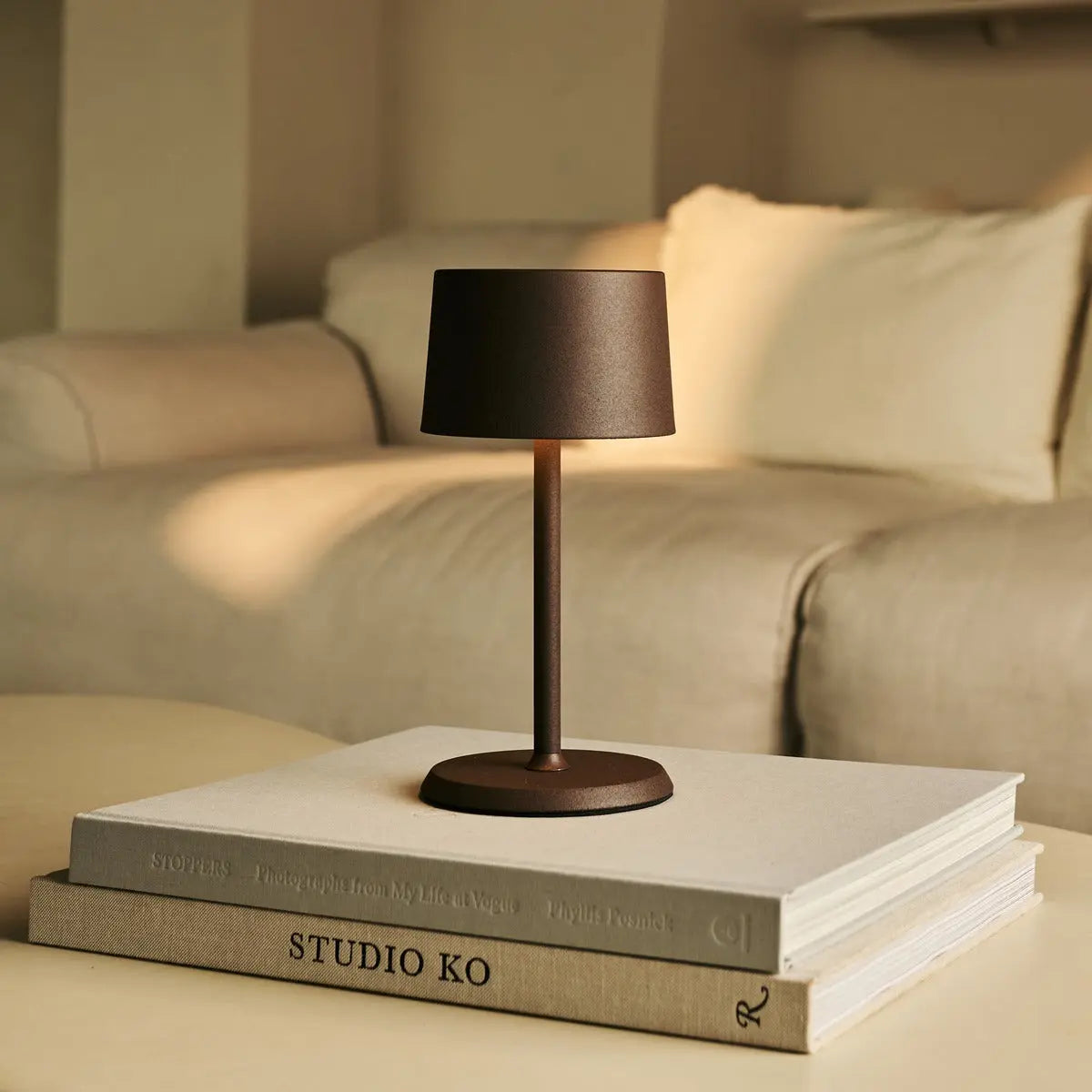 David Mocha Brown Rechargeable Table Lamp 2 in 1 with Adjustable Height – Dimmable & Cordless with 120 Hours Battery