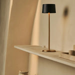 David Black & Gold Rechargeable Table Lamp 2 in 1 with Adjustable Height – Dimmable & Cordless with 120 Hours Battery