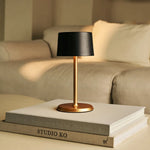David Black & Gold Rechargeable Table Lamp 2 in 1 with Adjustable Height – Dimmable & Cordless with 120 Hours Battery
