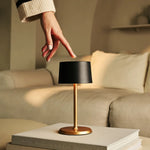 David Black & Gold Rechargeable Table Lamp 2 in 1 with Adjustable Height – Dimmable & Cordless with 120 Hours Battery