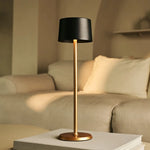 David Black & Gold Rechargeable Table Lamp 2 in 1 with Adjustable Height – Dimmable & Cordless with 120 Hours Battery