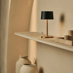 David Black & Gold Rechargeable Table Lamp 2 in 1 with Adjustable Height – Dimmable & Cordless with 120 Hours Battery