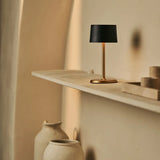 David Black & Gold Rechargeable Table Lamp 2 in 1 with Adjustable Height – Dimmable & Cordless with 120 Hours Battery