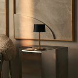 David Black & Gold Rechargeable Table Lamp 2 in 1 with Adjustable Height – Dimmable & Cordless with 120 Hours Battery