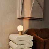 Lot Light Brown Wooden Lamp with Beautiful Glass Shade, Warm Light Lamp & Unique Design Tavellio