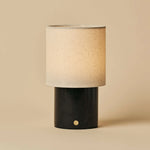 Dou Black / Nero Marquina – Marble Rechargeable Table Lamp – Cordless, 3 Light Modes & With Linen Interchangeable Lampshade