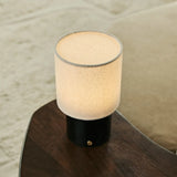 Dou Black / Nero Marquina – Marble Rechargeable Table Lamp – Cordless, 3 Light Modes & With Linen Interchangeable Lampshade