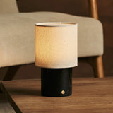 Dou Black / Nero Marquina – Marble Rechargeable Table Lamp – Cordless, 3 Light Modes & With Linen Interchangeable Lampshade
