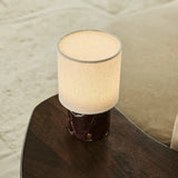 Dou Red / Rosso Levanto – Marble Rechargeable Table Lamp – Cordless, 3 Light Modes & With Linen Interchangeable Lampshade