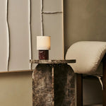 Dou Red / Rosso Levanto – Marble Rechargeable Table Lamp – Cordless, 3 Light Modes & With Linen Interchangeable Lampshade