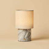 Dou White / Bianco Statuarietto – Marble Rechargeable Table Lamp – Cordless, 3 Light Modes & With Linen Interchangeable Lampshade