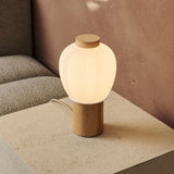 Lot Light Brown Wooden Lamp with Beautiful Glass Shade, Warm Light Lamp & Unique Design Tavellio