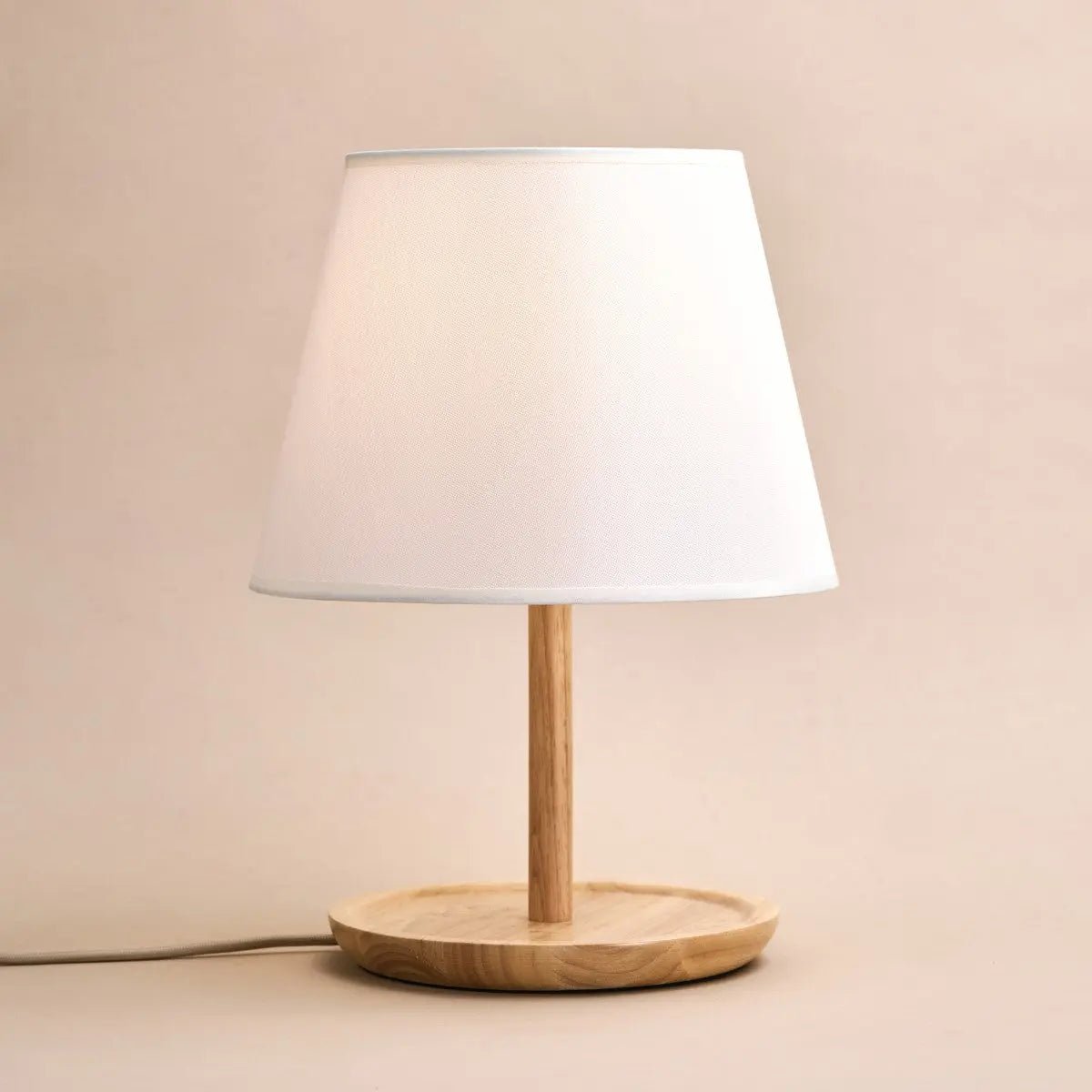 Emily Light Brown Wooden Lamp with Cable – Handmade Sustainable Design for Home Tavellio