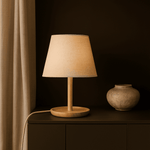 Emily Light Brown Wooden Lamp with Cable – Handmade Sustainable Design for Home