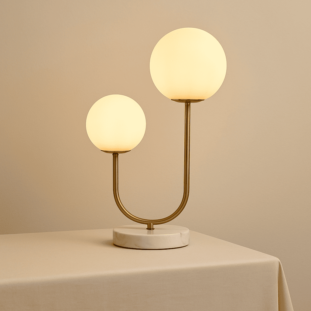 Giorgia Elegant Marble Lamp – Elegant Table Lamp with Frosted Glass Bulbs