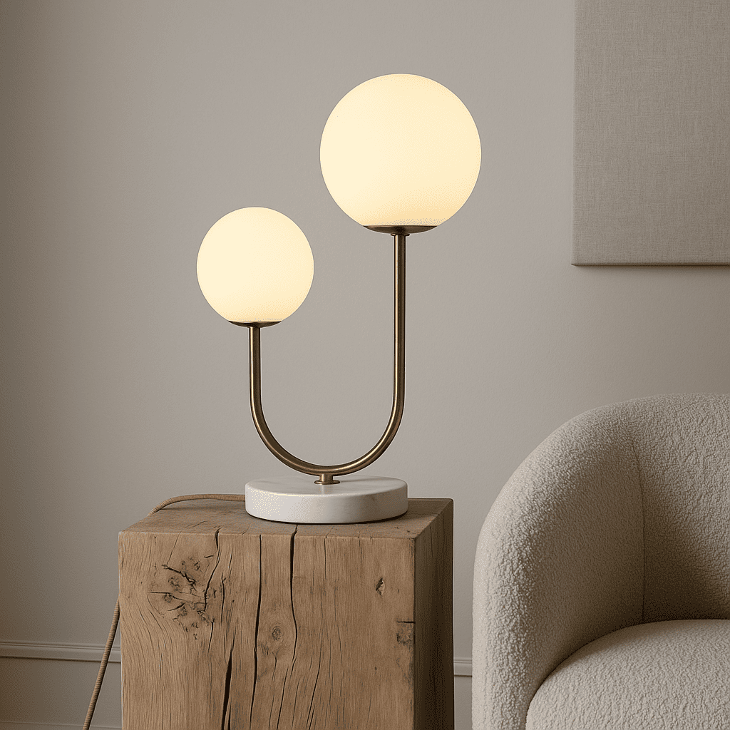 Giorgia Elegant Marble Lamp – Elegant Table Lamp with Frosted Glass Bulbs