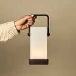 Harper Dark Brown Wooden Lamp – Cordless Rechargeable Table Lamp with Handle